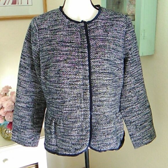 Talbots Tweed Jacket With Fringe Trim - Picture 1 of 13